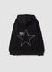 Girls&rsquo; black cotton-blend zip hoodie, regular fit_1