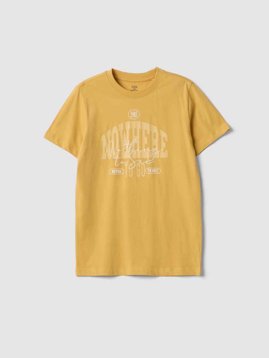 Yellow pure cotton short-sleeve T-shirt_3