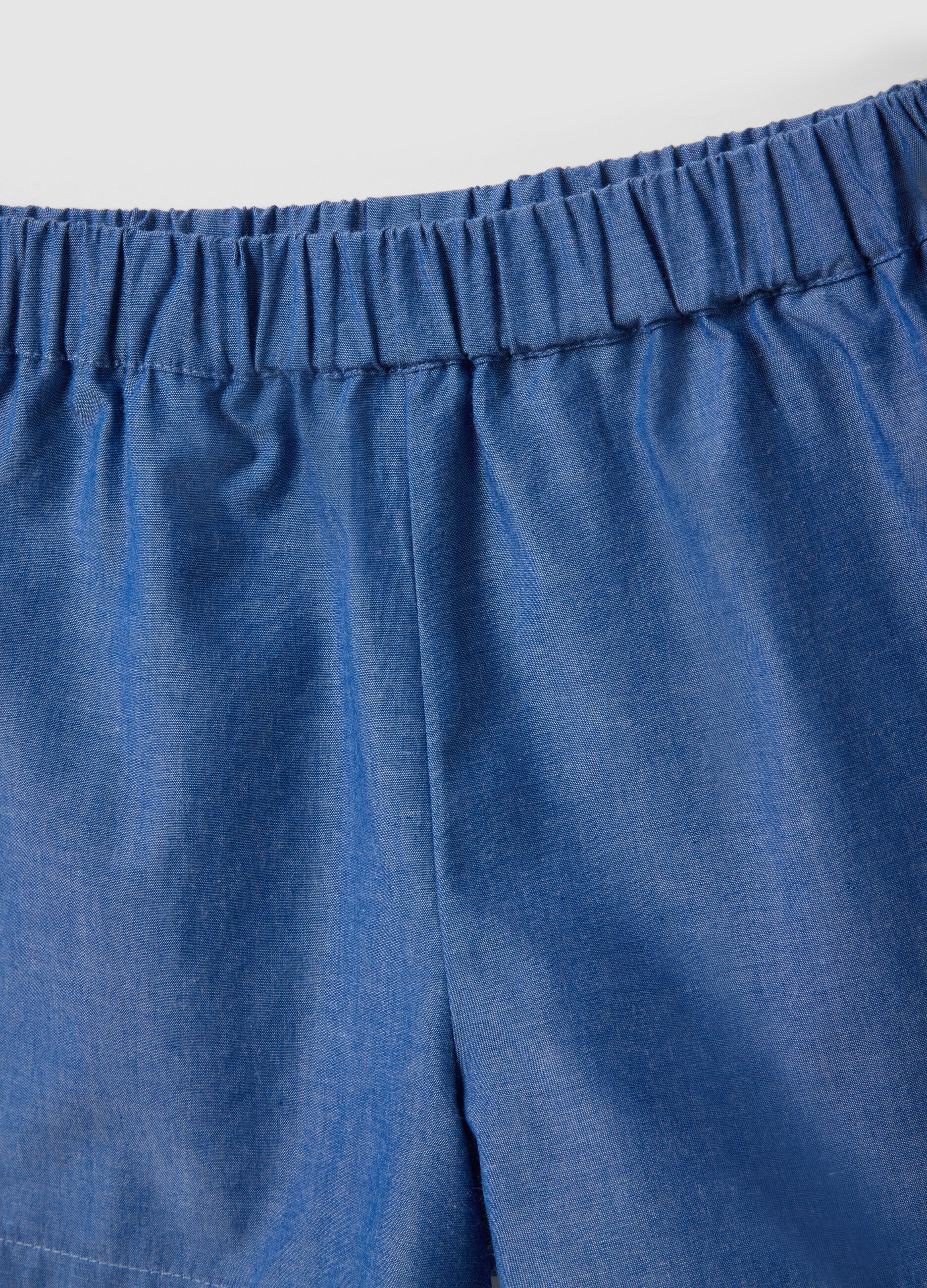 Multicolour stretch cotton shirt and shorts set for girls