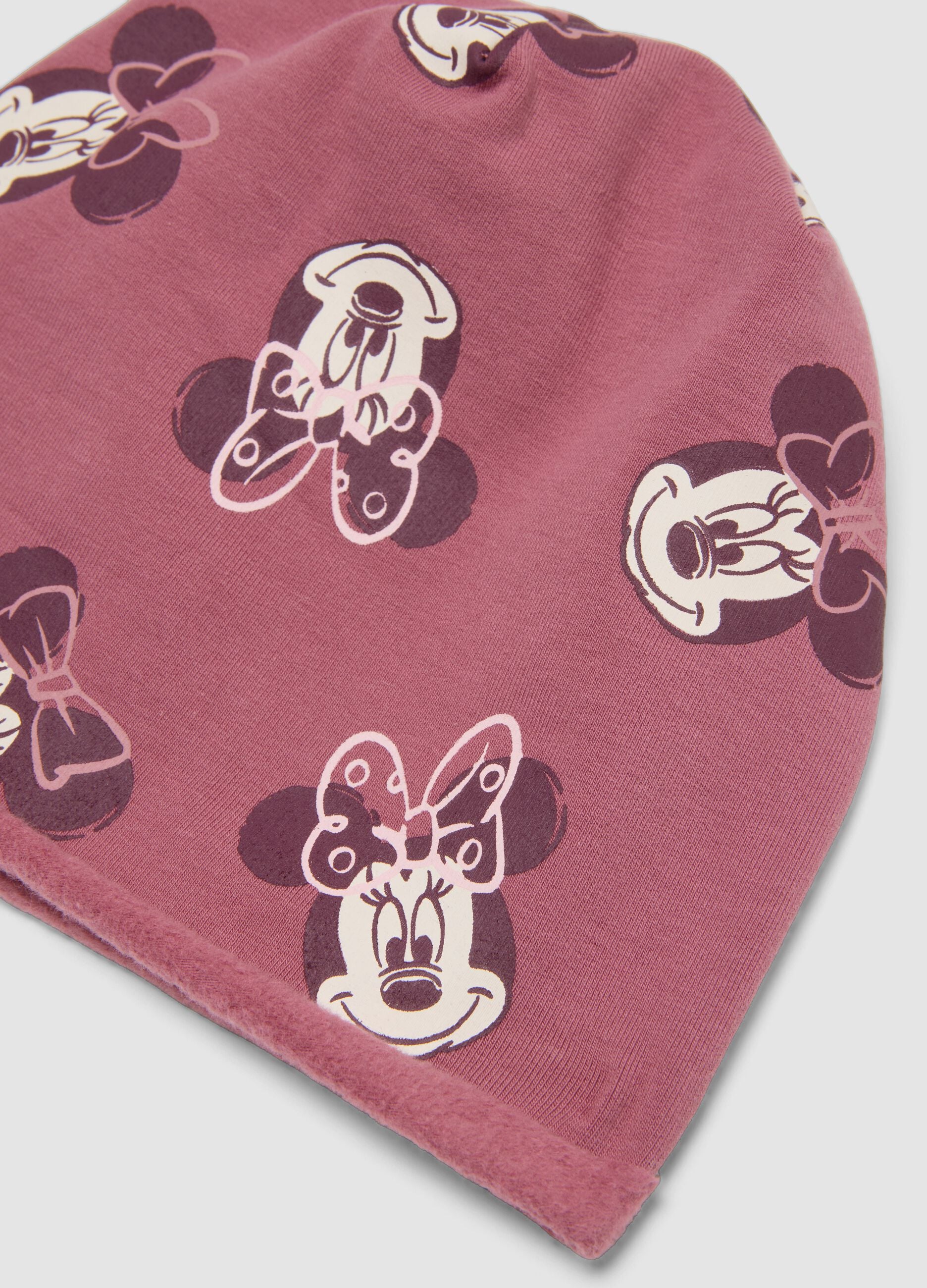 Pink stretchy organic cotton Minnie print hat for girls