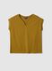 Yellow pure cotton regular fit V-neck T-shirt_4