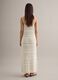 Long white pure cotton slim fit dress with mesh texture_2