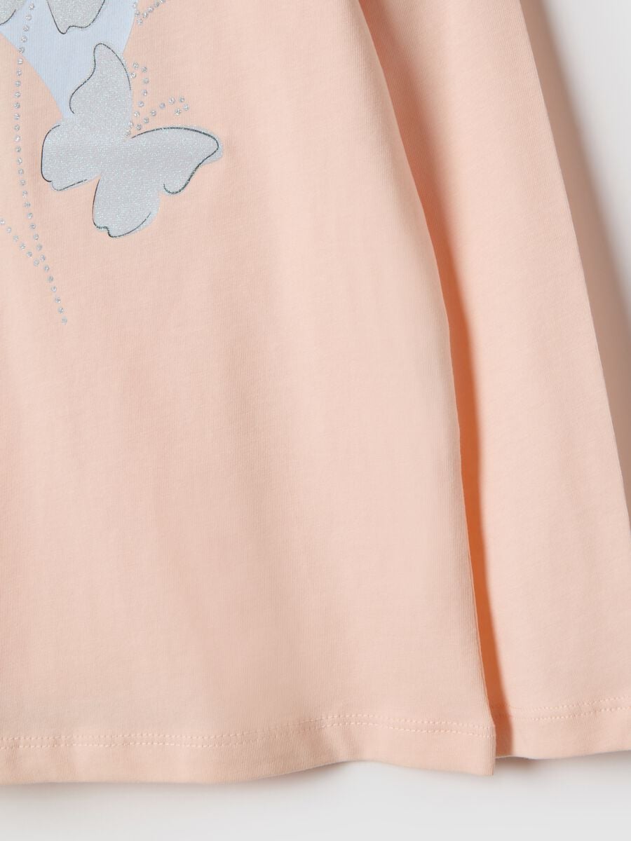 Pink pure cotton t-shirt with butterflies for girls_3
