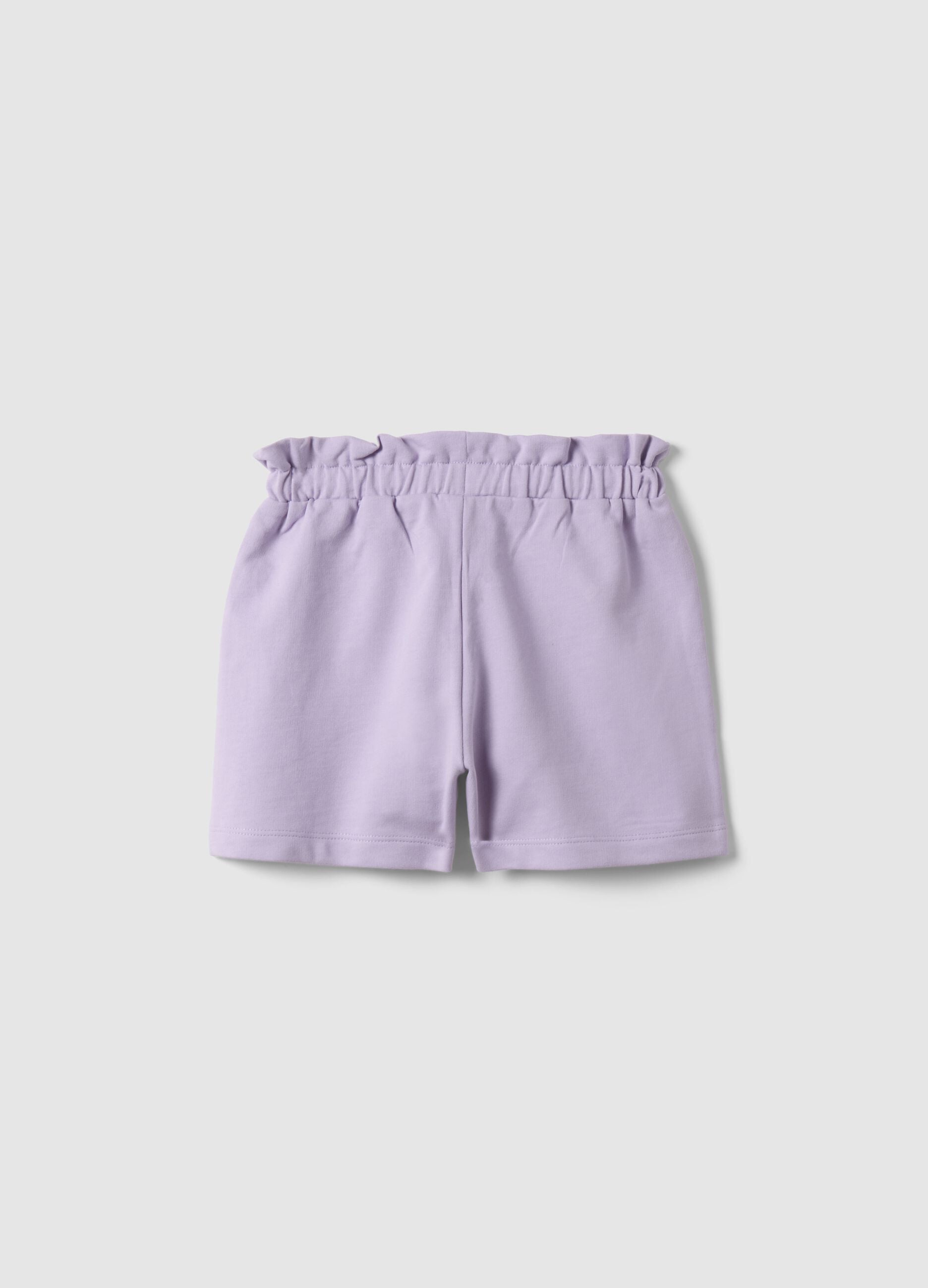 Girls' purple pure cotton shorts regular fit with Stitch