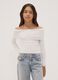 White viscose-blend fitted boat-neck top_0