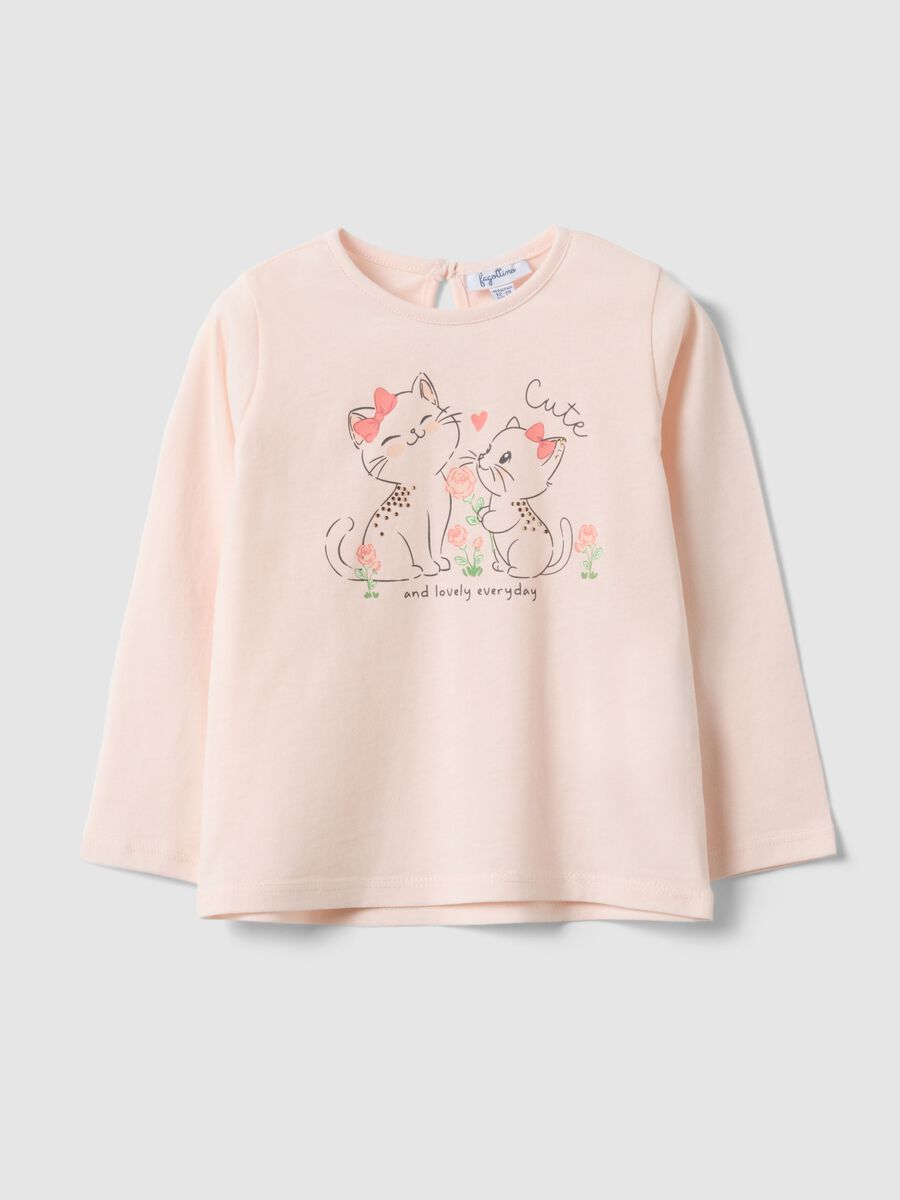 Pink long-sleeve cotton T-shirt_0
