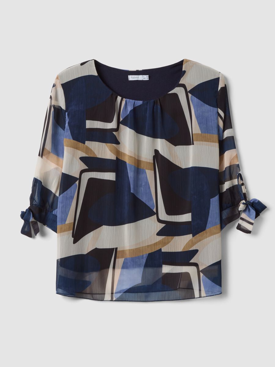 Multicolour geometric print regular-fit blouse_4