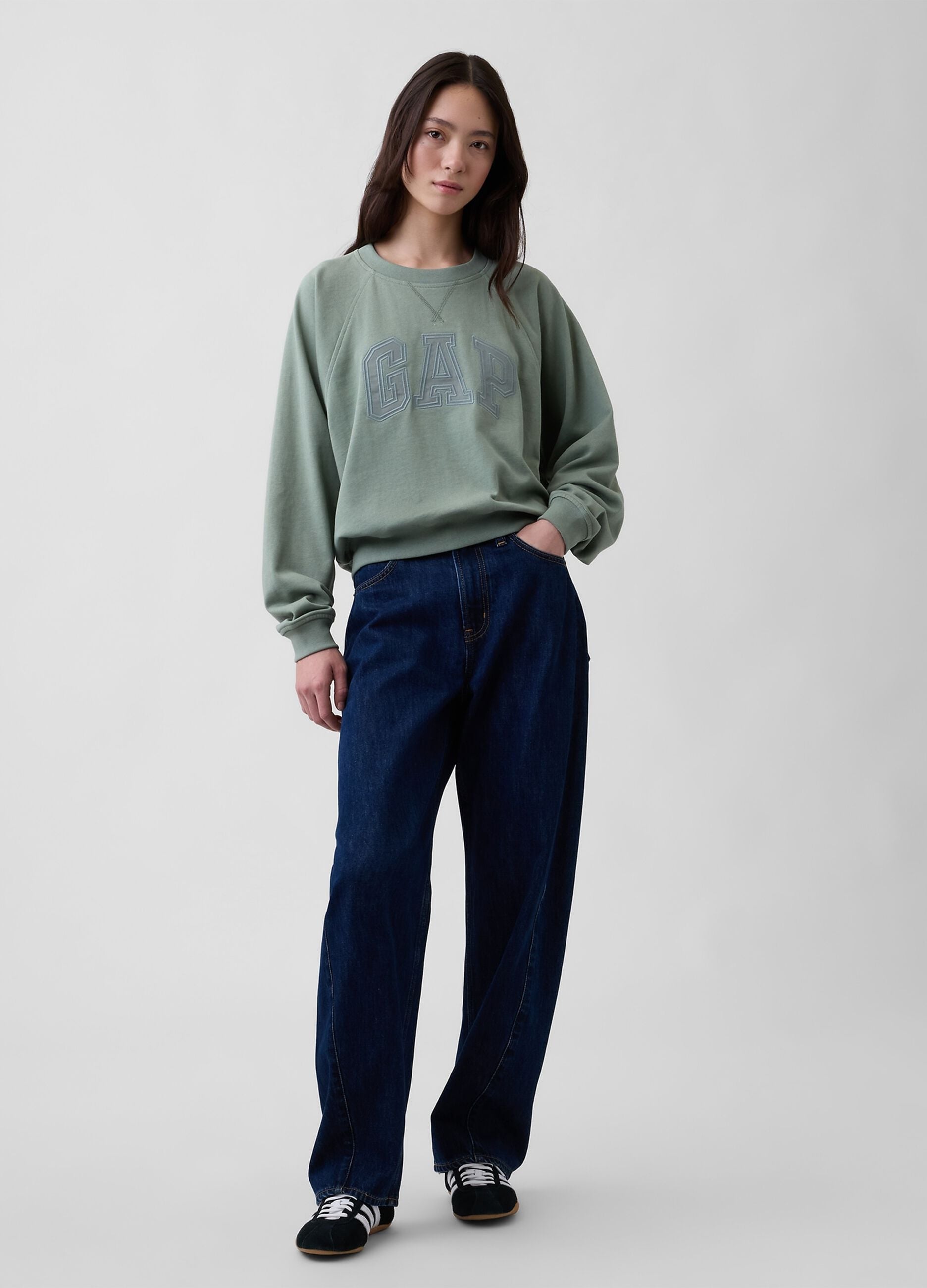 Cotton-blend crew-neck sweatshirt