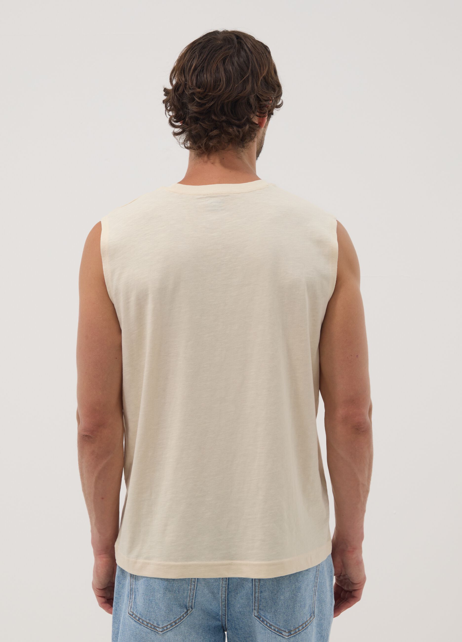 Beige pure cotton vest
