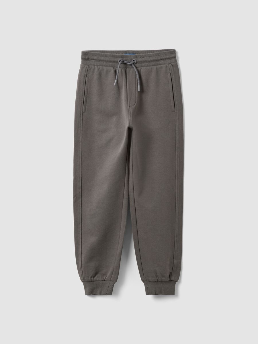 Grey pure organic cotton comfort-fit joggers for boys_0