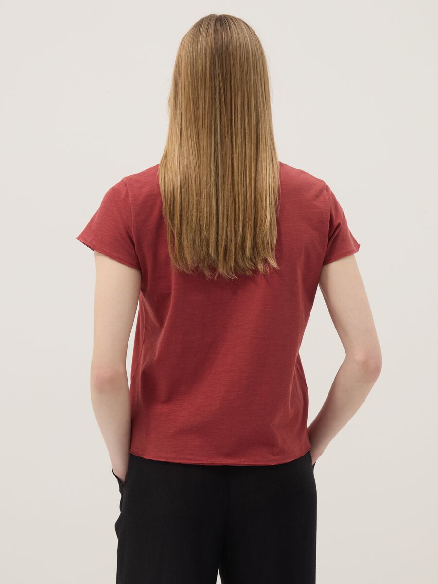 Red pure cotton short-sleeve T-shirt, regular fit_3