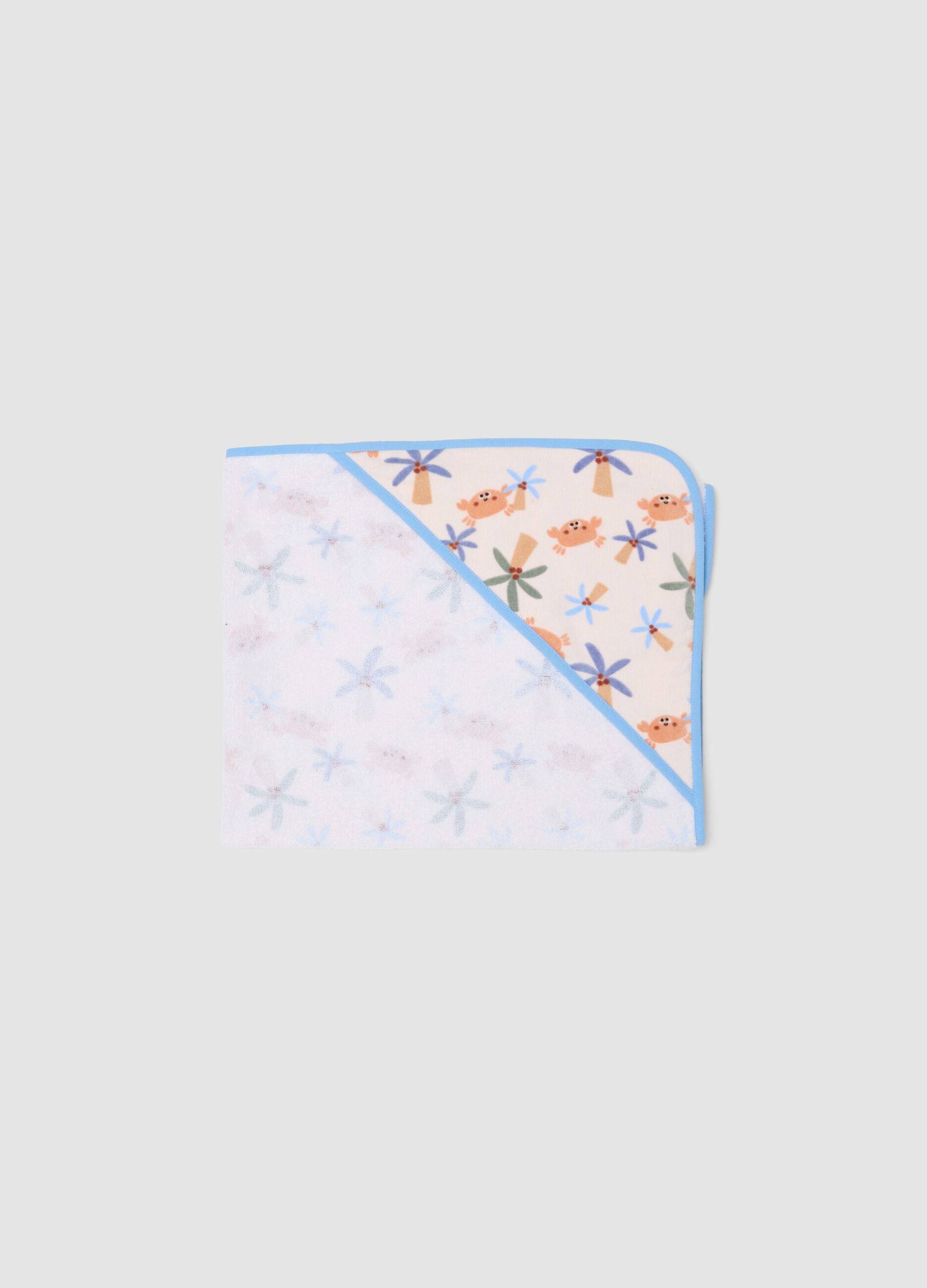 Blue hooded organic cotton bathrobe