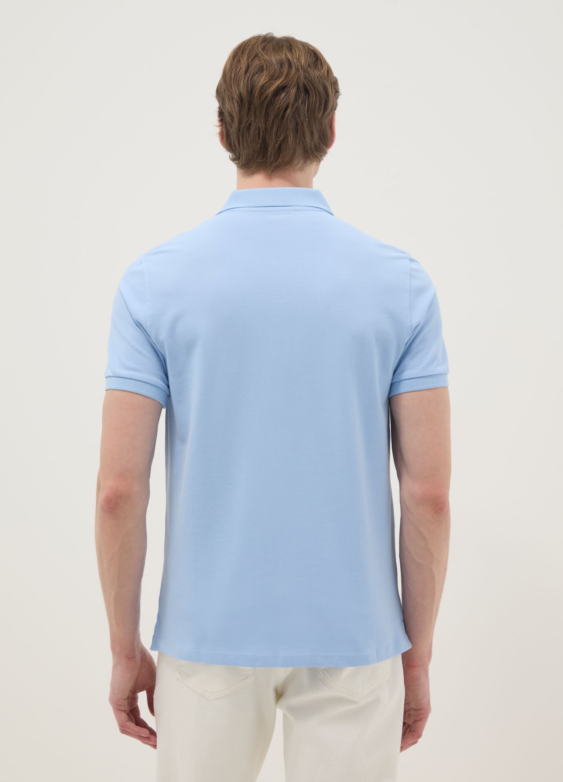 Sky Blue Short Sleeve Polo Shirt in Pure Cotton Regular Fit