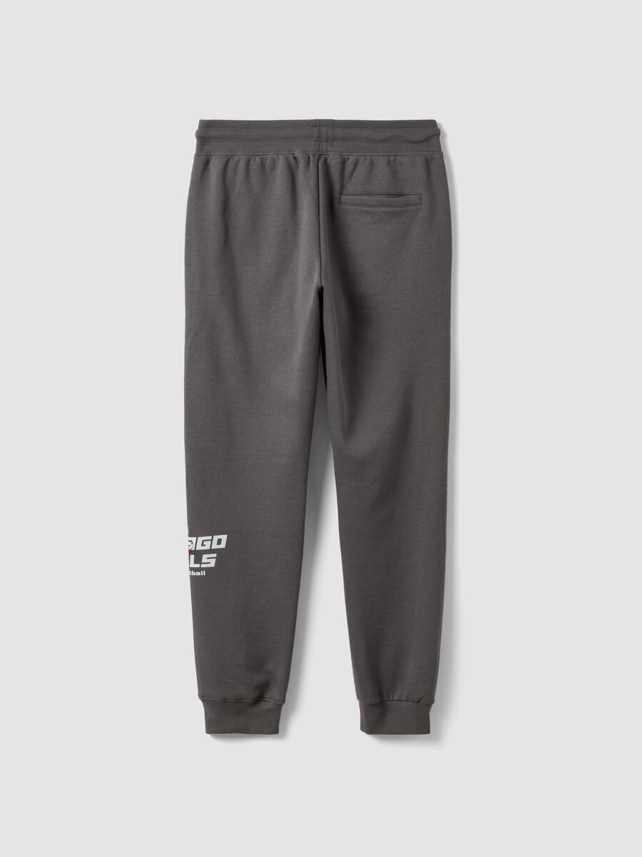 Grey cotton-blend joggers with drawstring and Chicago Bulls print_2
