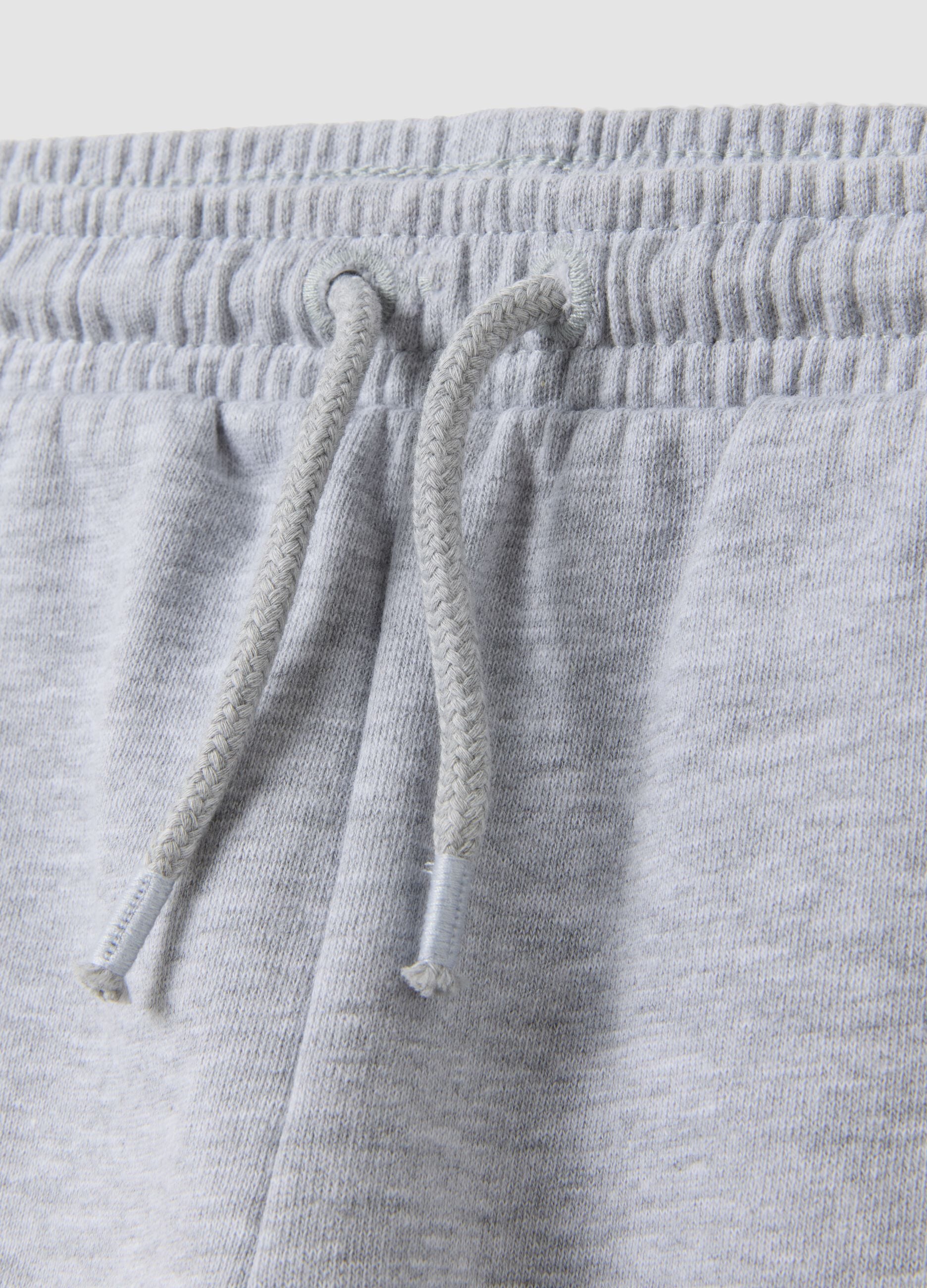 Grey jogger trousers in pure organic cotton with drawstring for baby boy