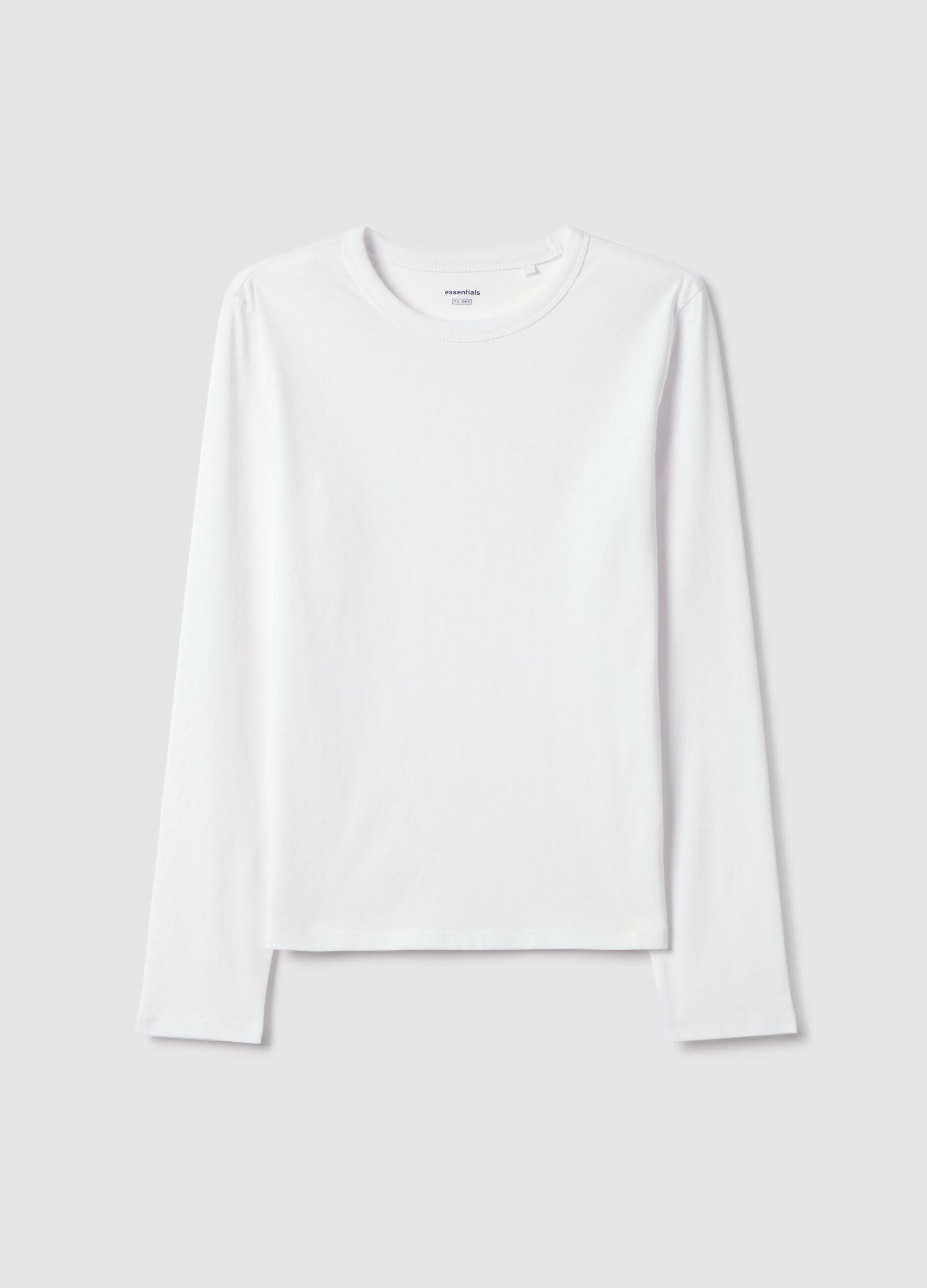 White long sleeve t-shirt in pure cotton regular fit