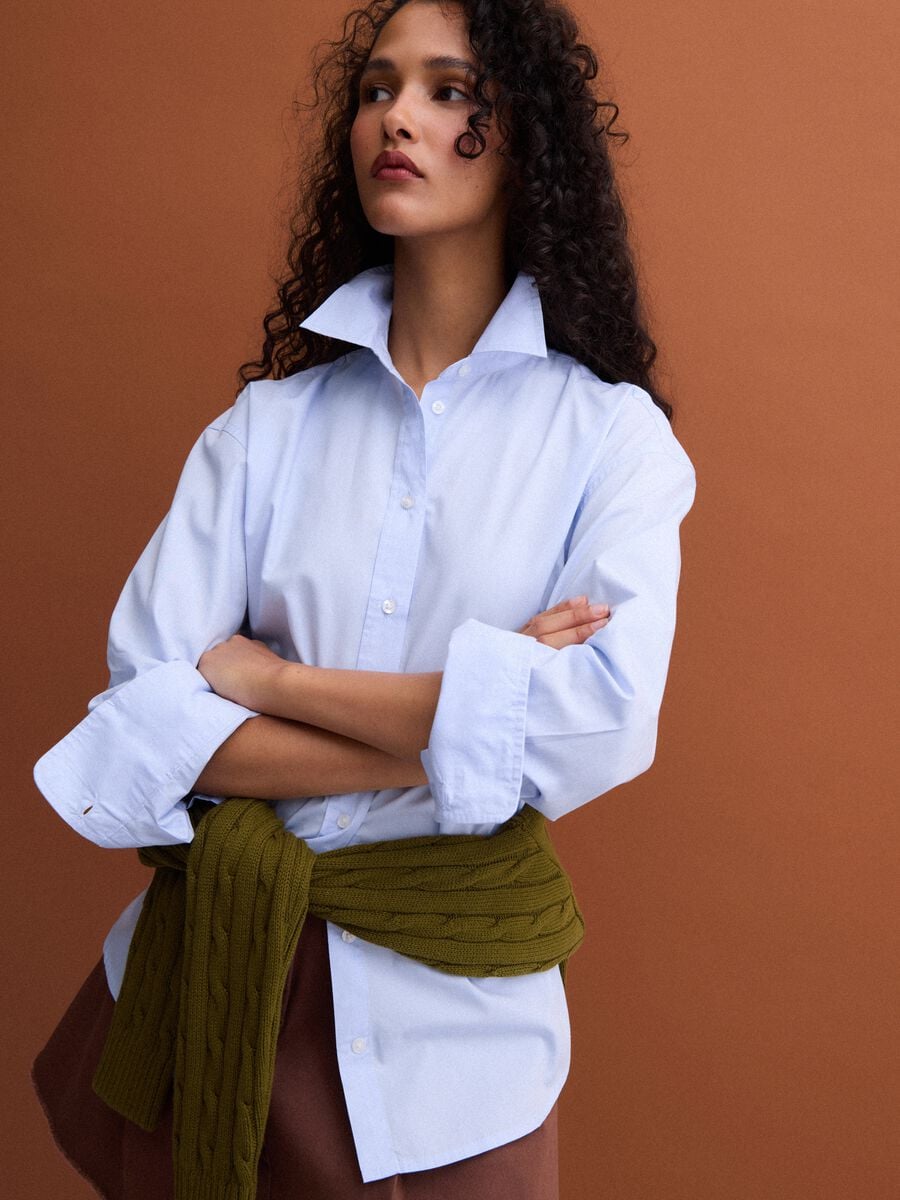 Light blue pure cotton poplin shirt with classic collar, regular fit_2