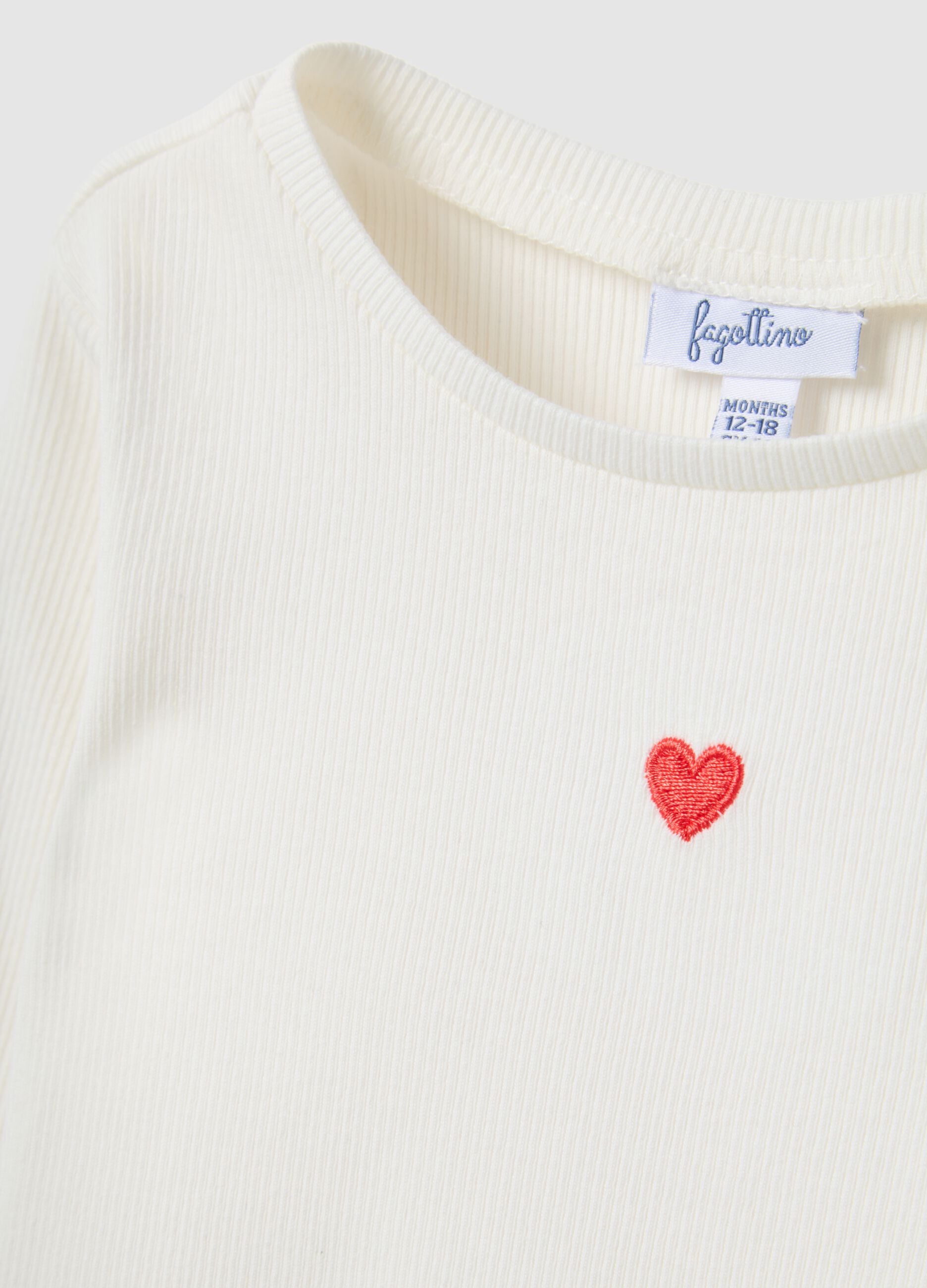Girl's white long-sleeve t-shirt in regular fit cotton blend