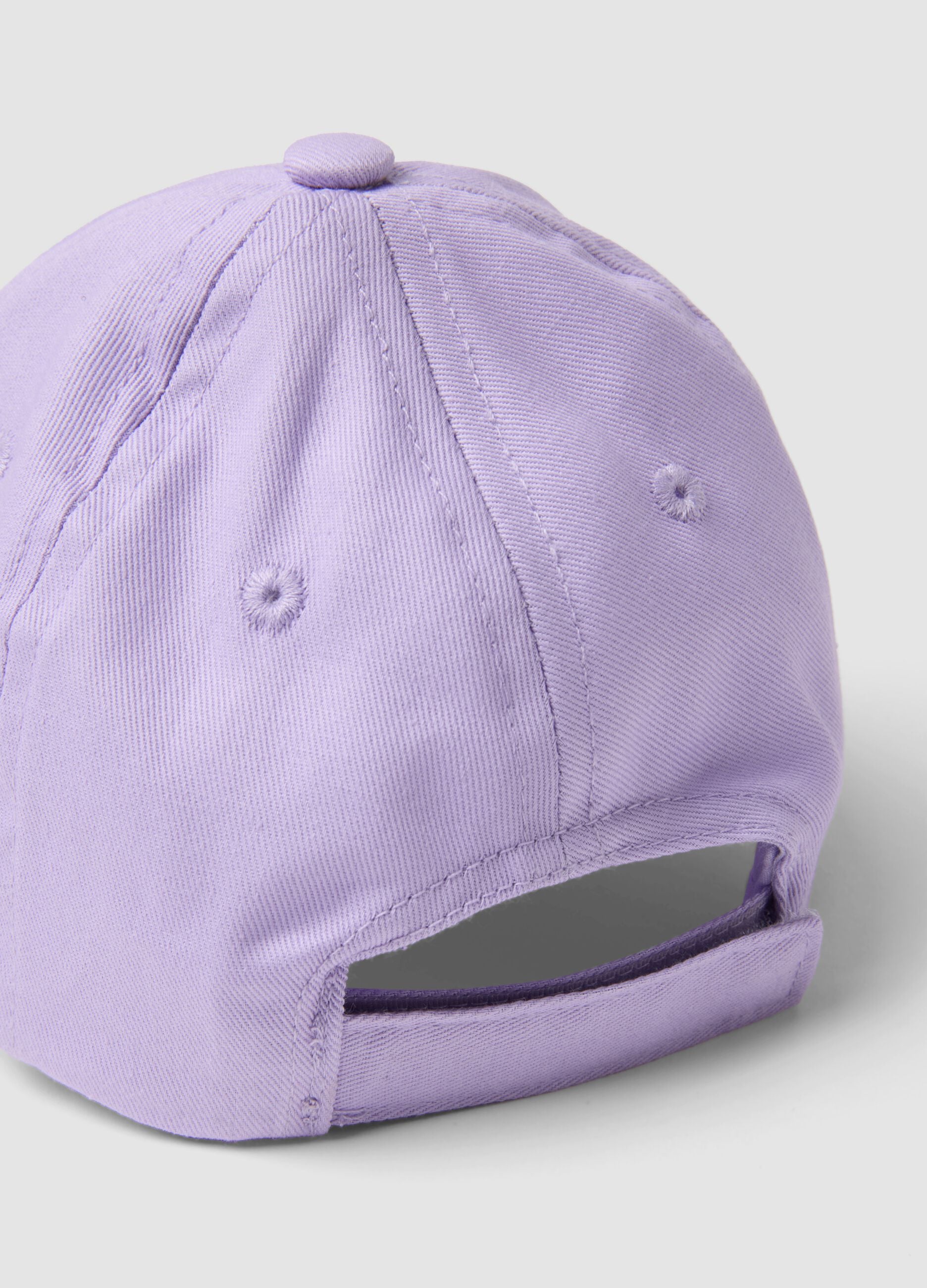 Purple pure cotton baseball cap for kids with embroidery