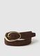 Brown genuine leather belt with golden buckle_2