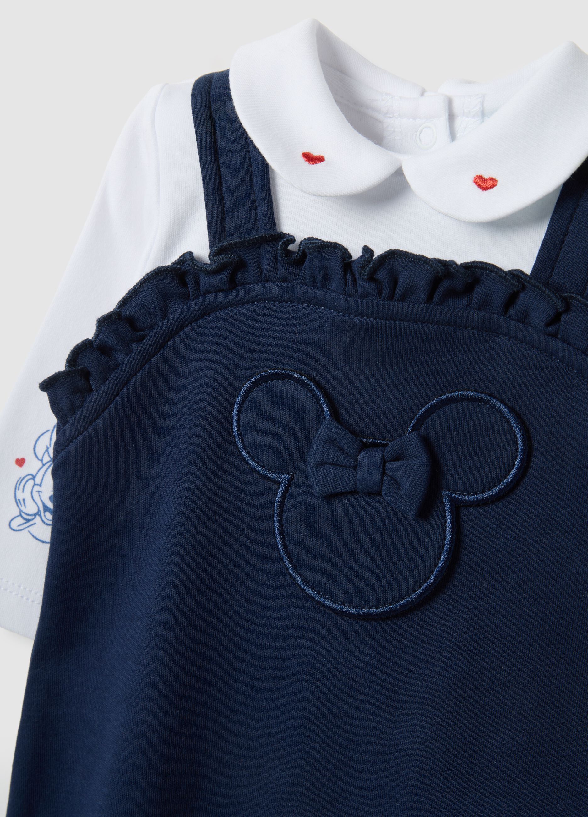 Baby girl regular fit multicolour pure cotton playsuit with Disney embroidery
