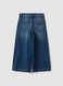 Blue wide-leg pure cotton jeans with patches for girls_1