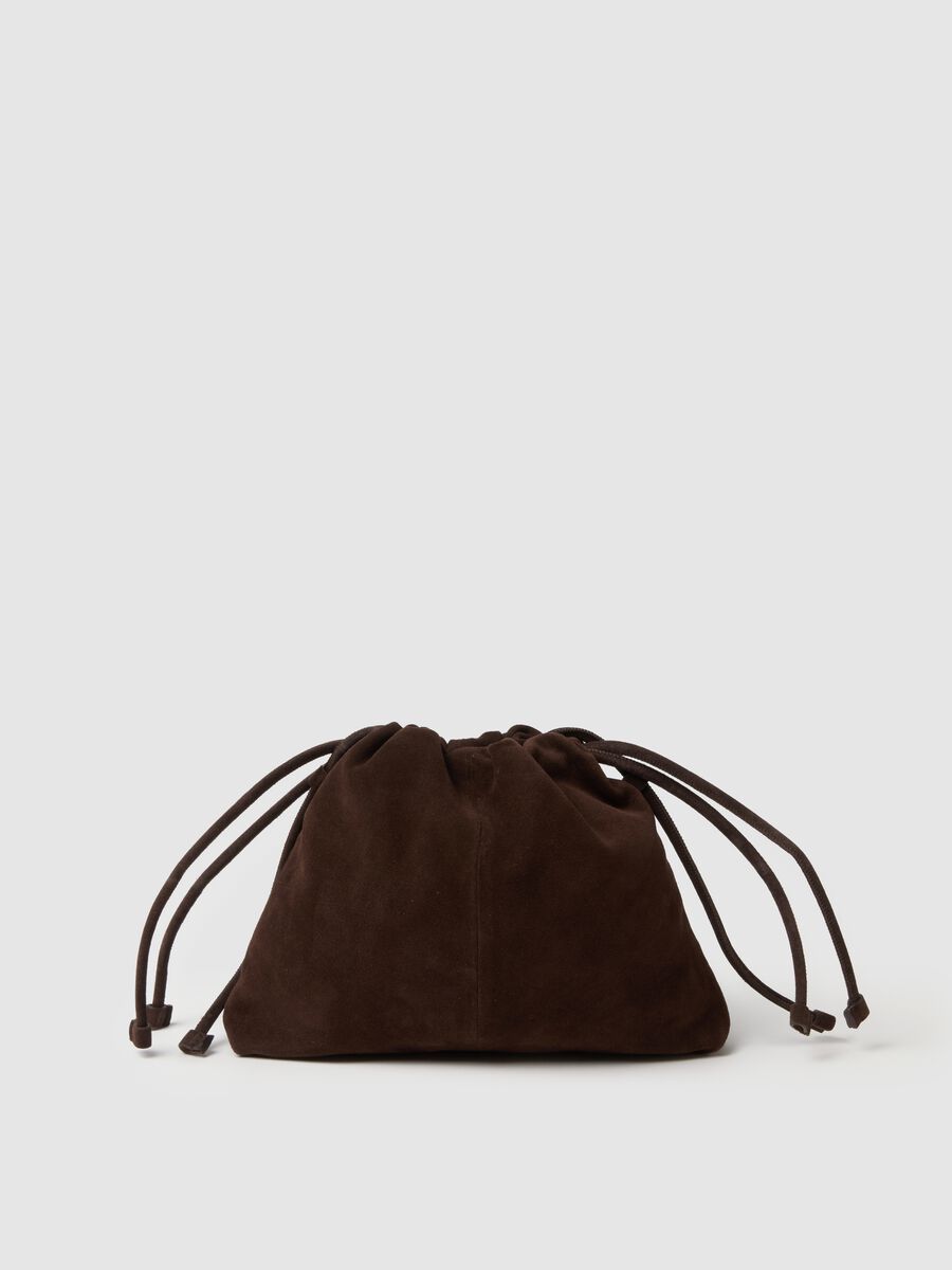 Borsa in vera pelle marrone con chiusura a laccio_3