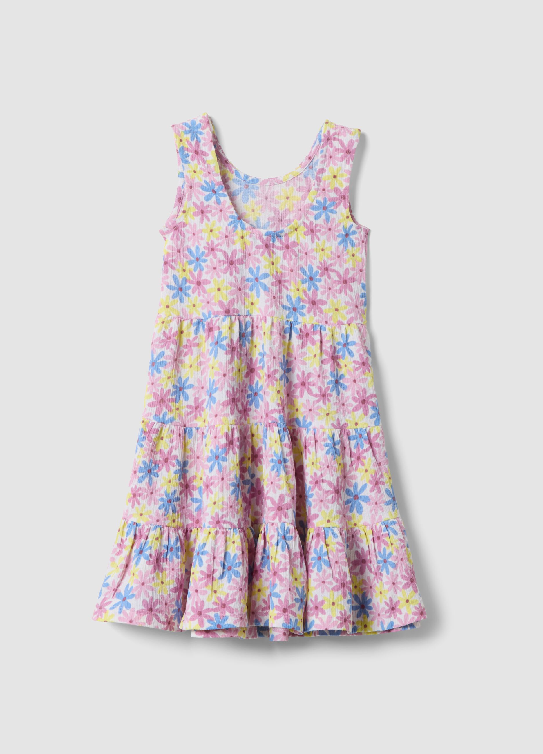 Girls&rsquo; multicolour sleeveless floral stretch dress