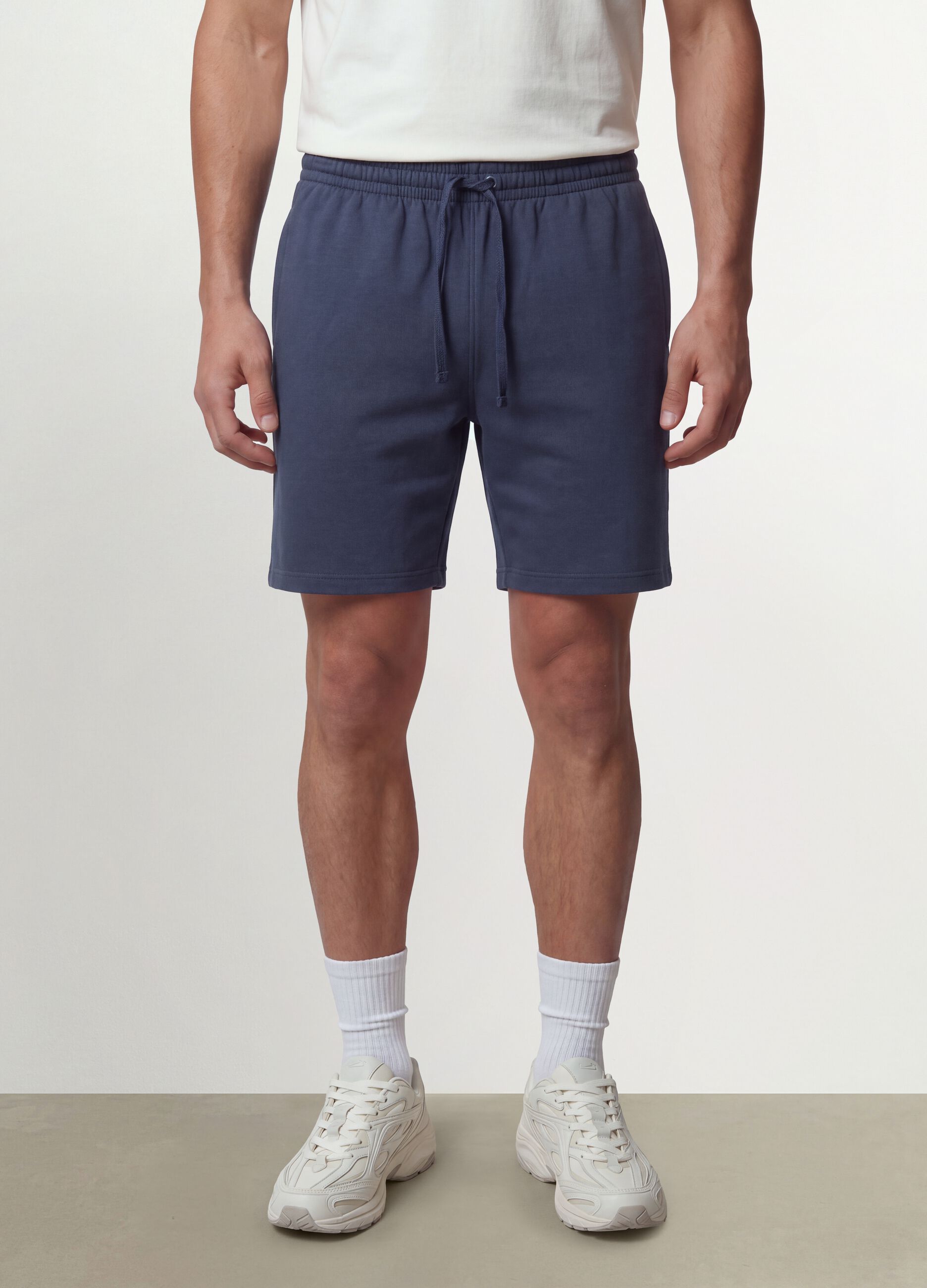Grey cotton-blend shorts with elasticated waist, regular fit