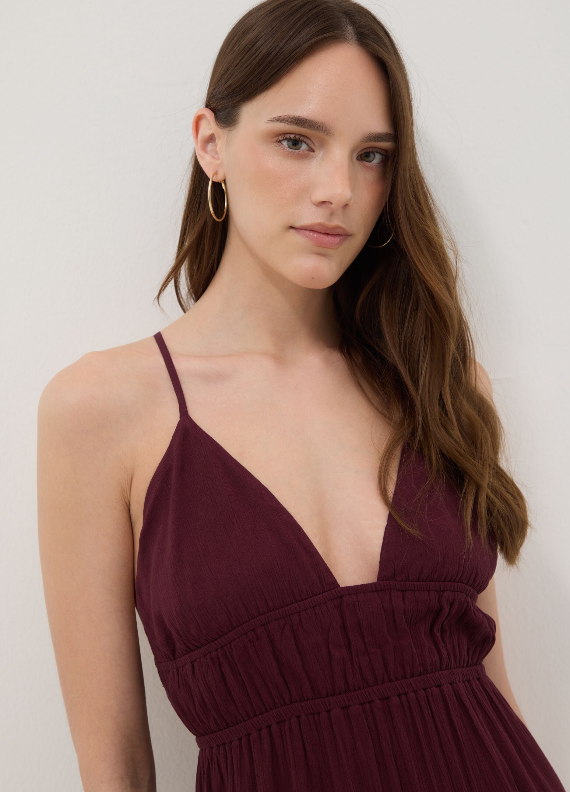 Purple maxi dress in pure viscose