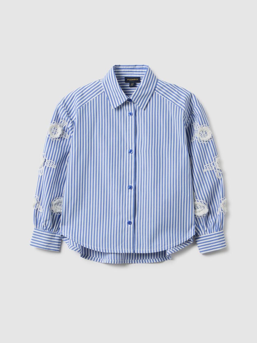 Girls' multicolour striped pure cotton shirt with embellishments_3