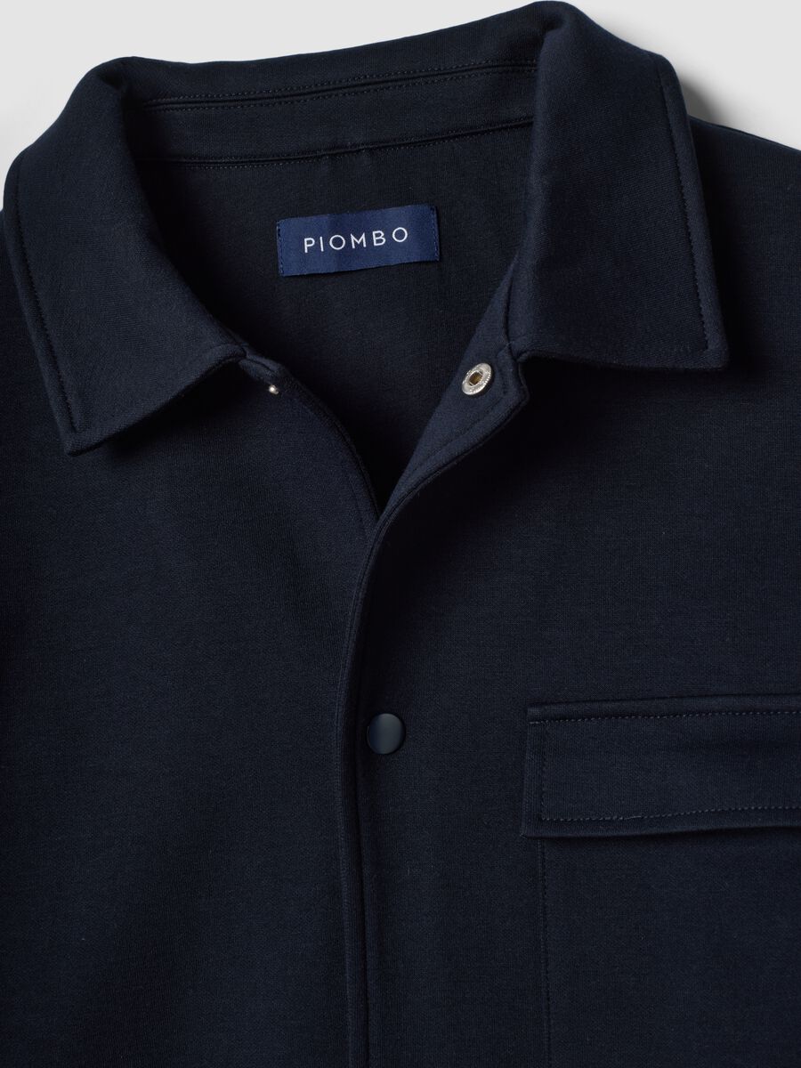 Breathable blue cotton-blend shacket with regular collar and fit_1