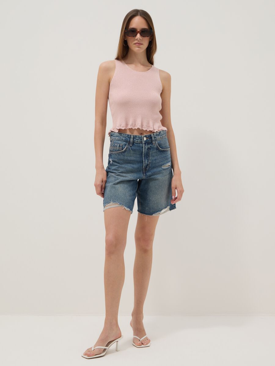 Pink fitted viscose-blend top_2