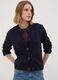 Navy pure cotton crew-neck cardigan with buttons, regular fit_0