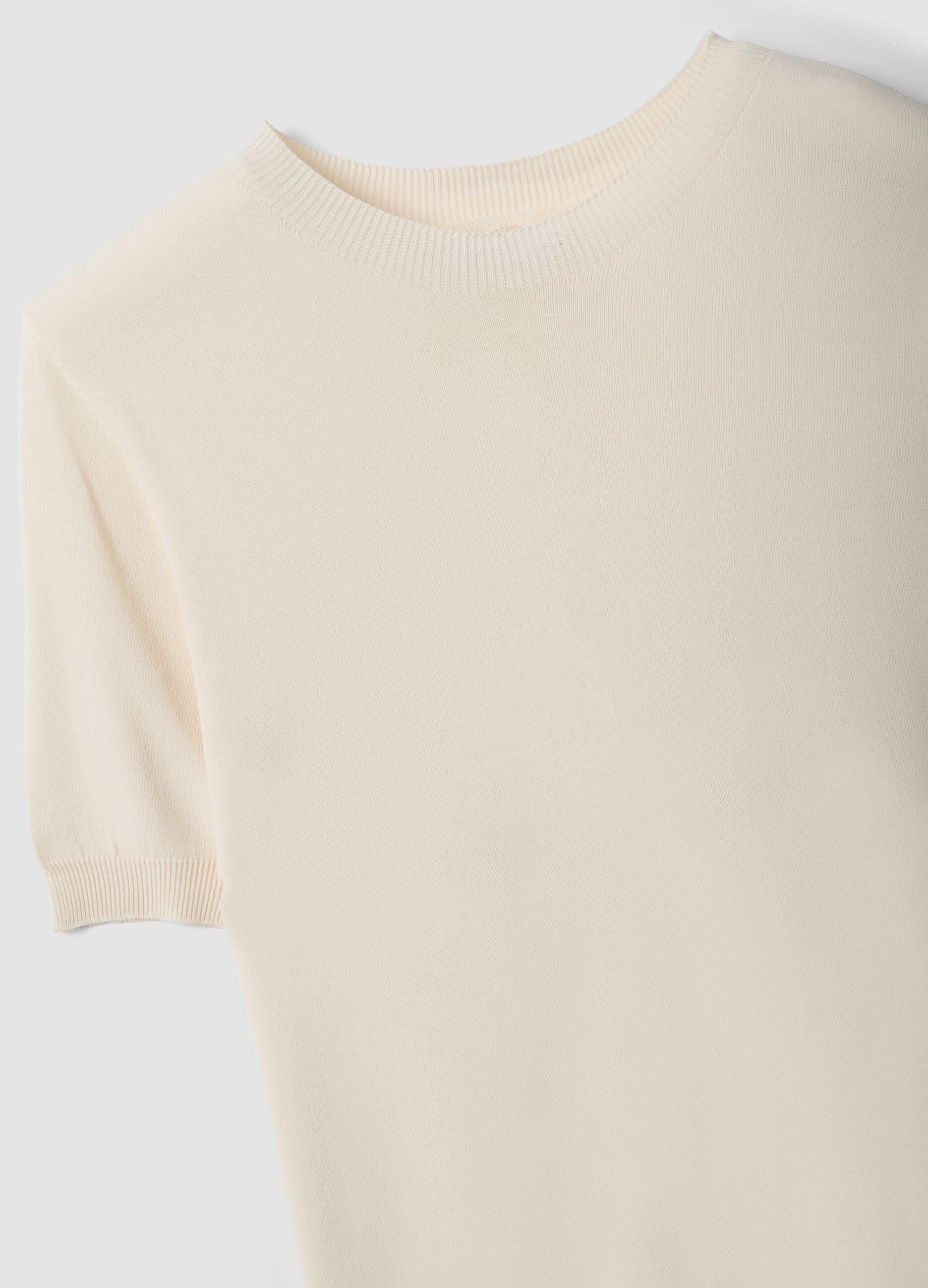 Beige Viscose Blend Regular Fit T-shirt