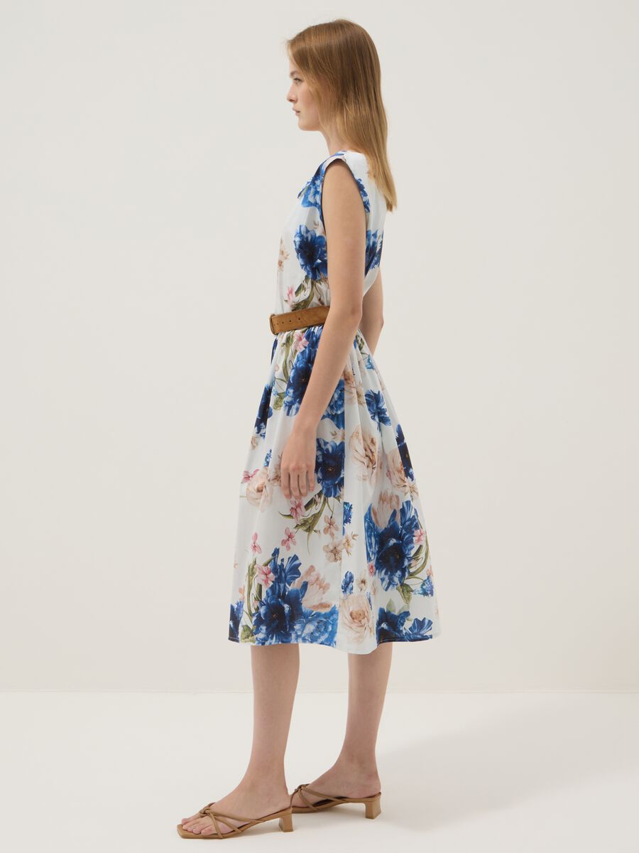White floral midi dress in stretch cotton_1