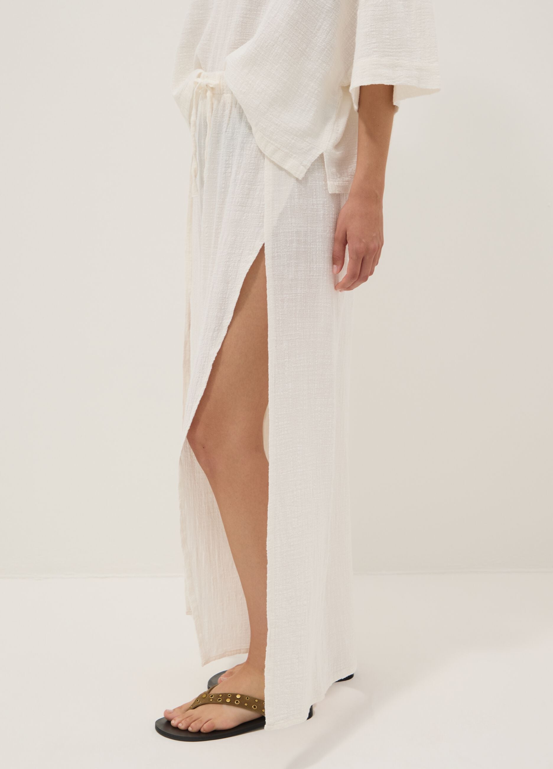 White pure cotton beach trousers