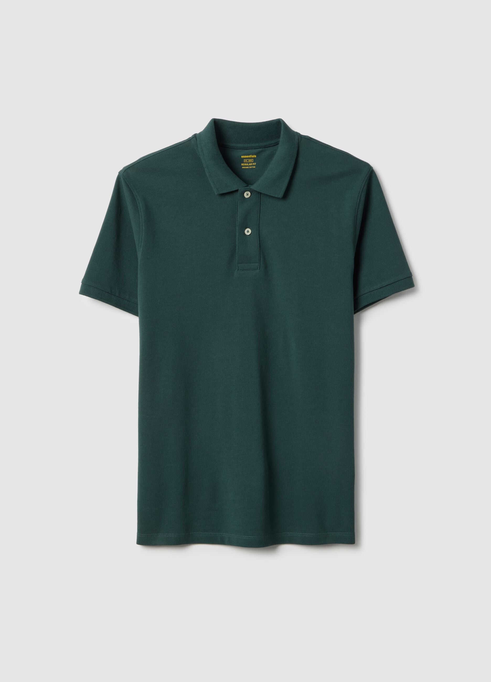Green pure cotton polo shirt regular fit