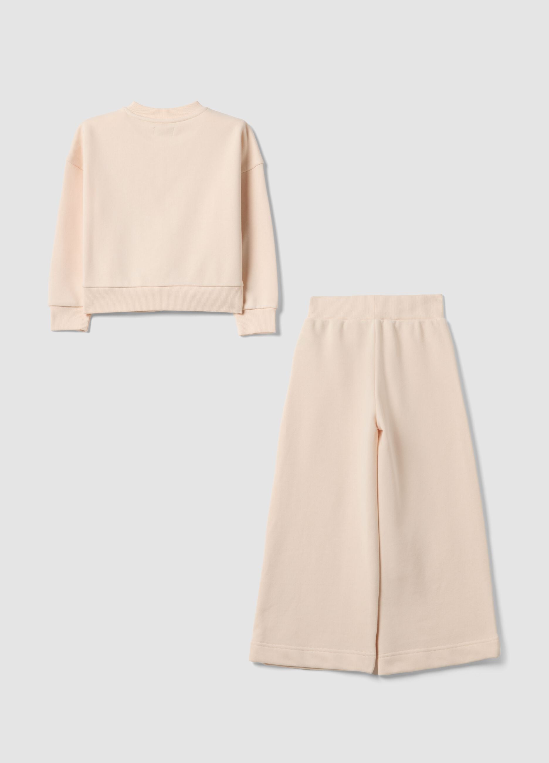 Beige cotton-blend jogging set