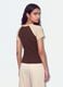 Brown stretch cotton crew-neck T-shirt with contrasting sleeves_2