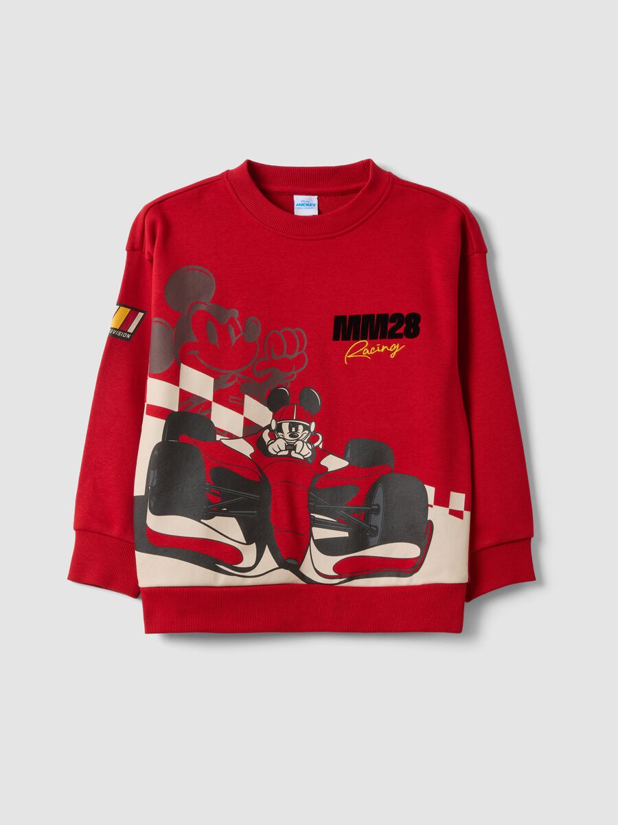 Red cotton-blend crew-neck sweatshirt with Mickey & Friends print_0