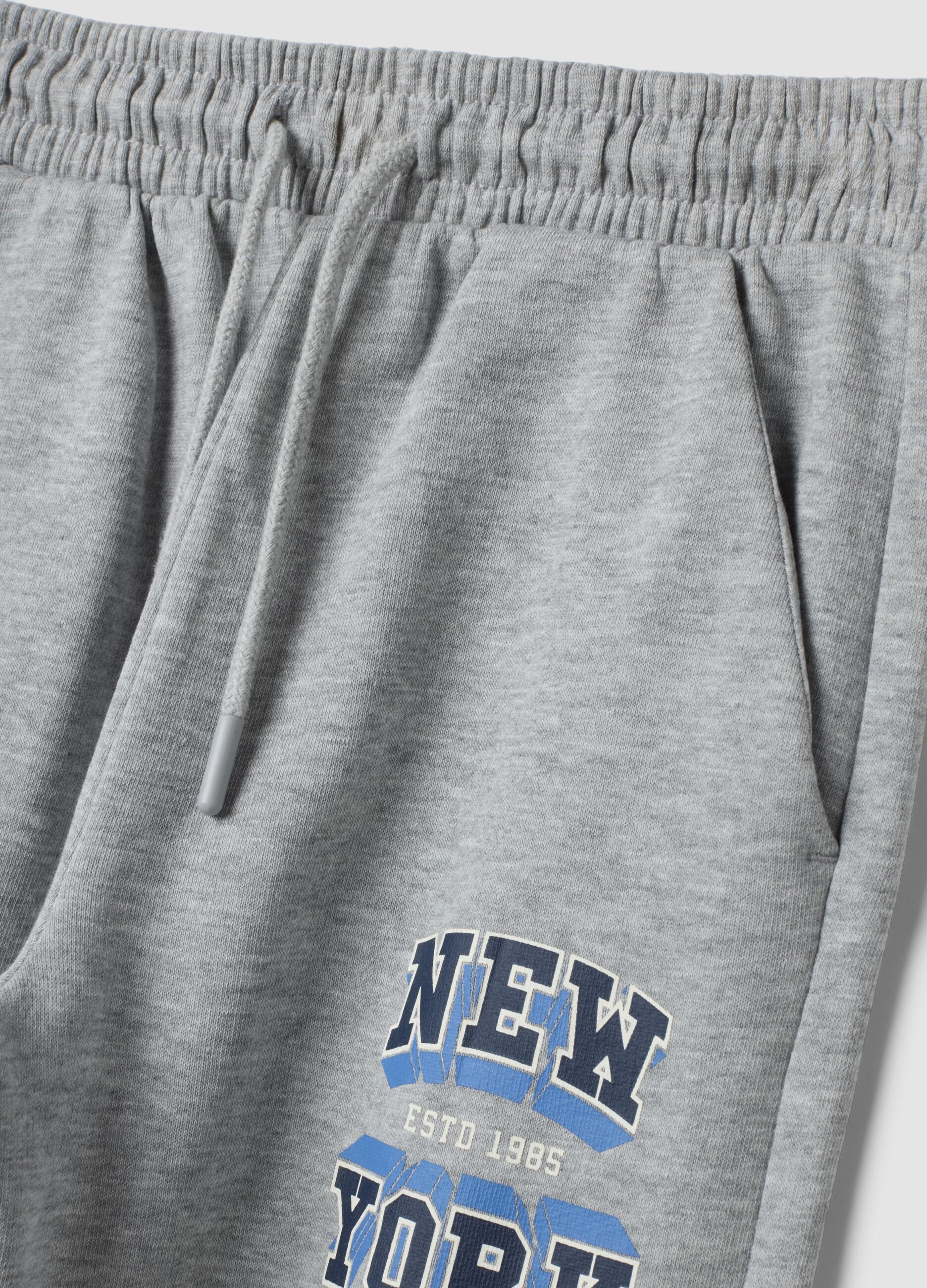 Grey cotton and viscose blend joggers
