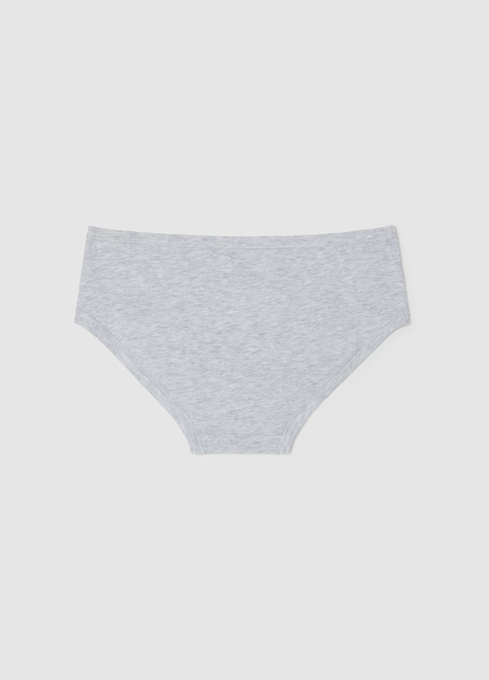 Grey stretch cotton regular fit girl's briefs