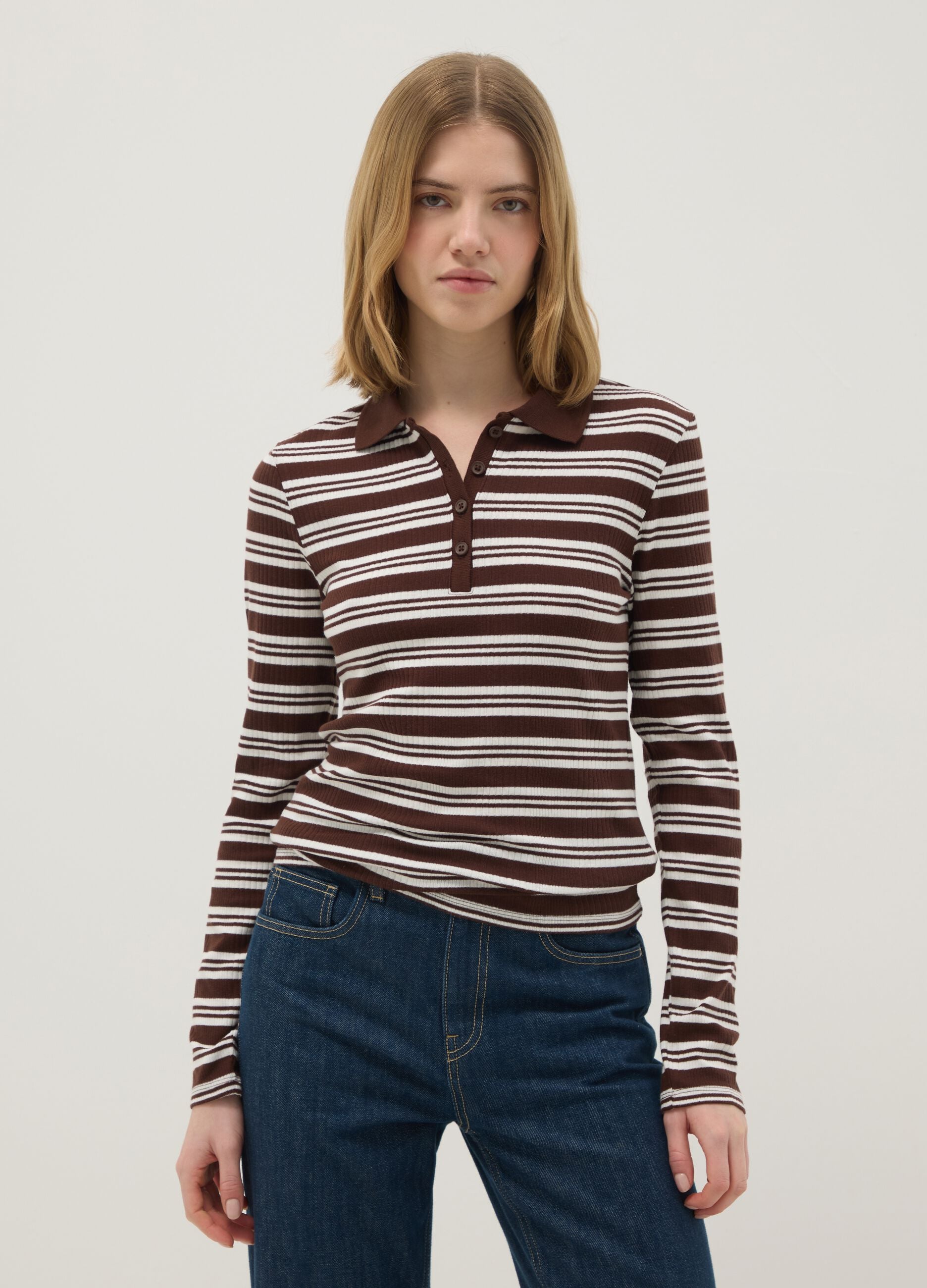 Stretch Cotton Multicolour Striped Polo, Regular Fit