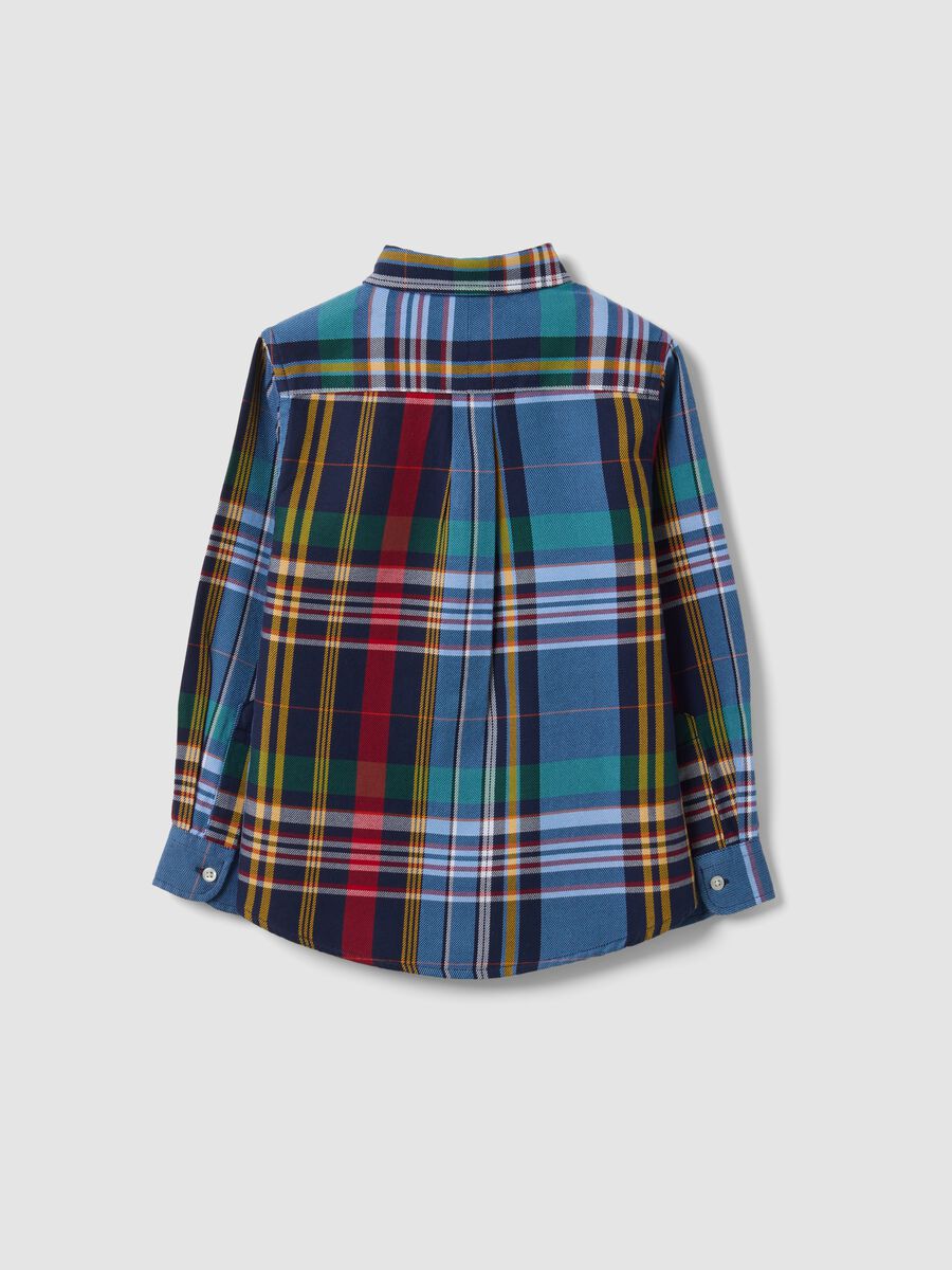 Multicolour pure cotton checked shirt with classic button-down collar_4