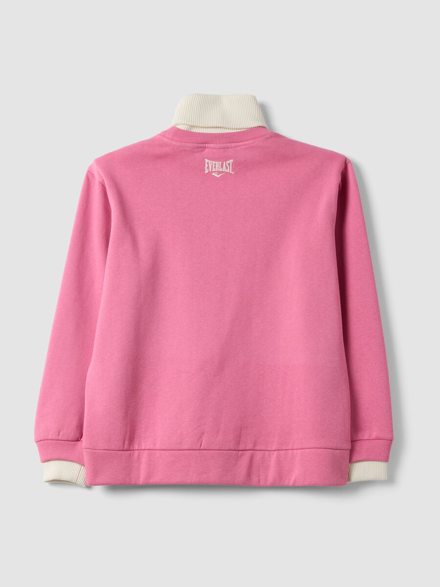 Pink cotton-blend sweatshirt with high neck, regular fit_2