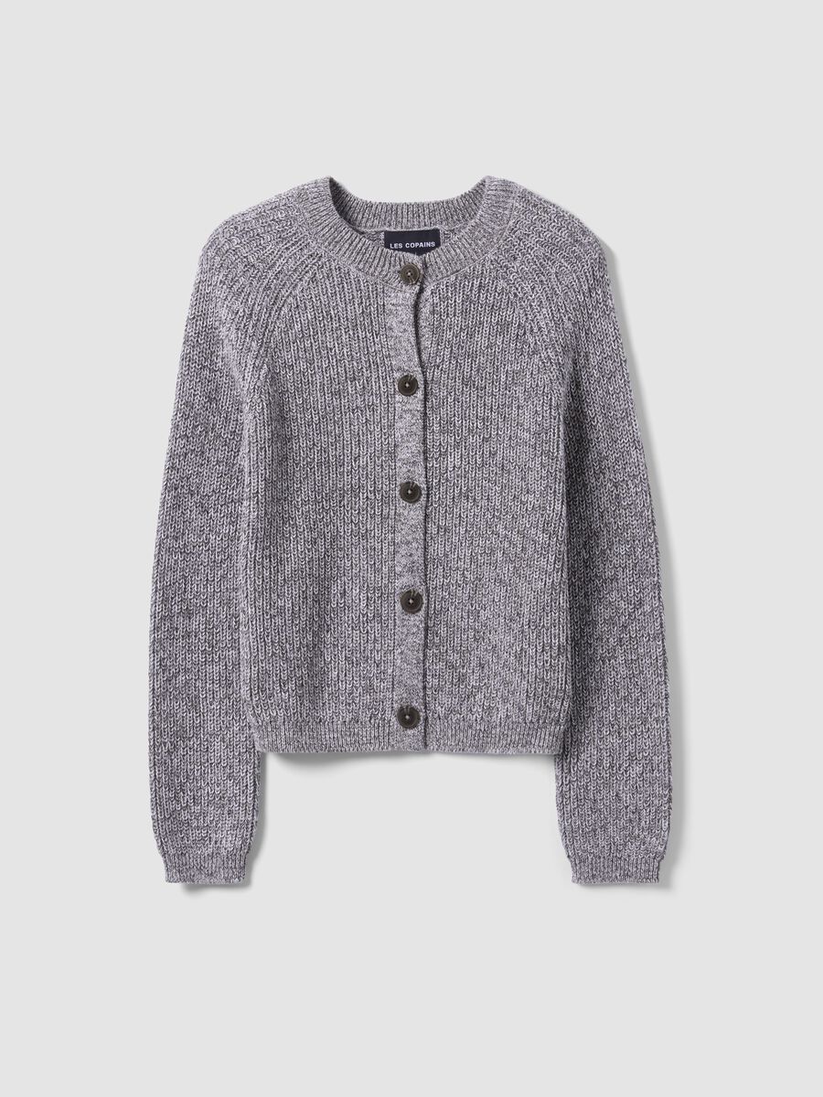 Grey pure cotton knit cardigan in regular fit_4