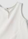 White fitted stretch cotton tank top with floral print for baby girl_3