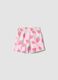 Girls' regular fit pink cotton shorts with strawberries_1