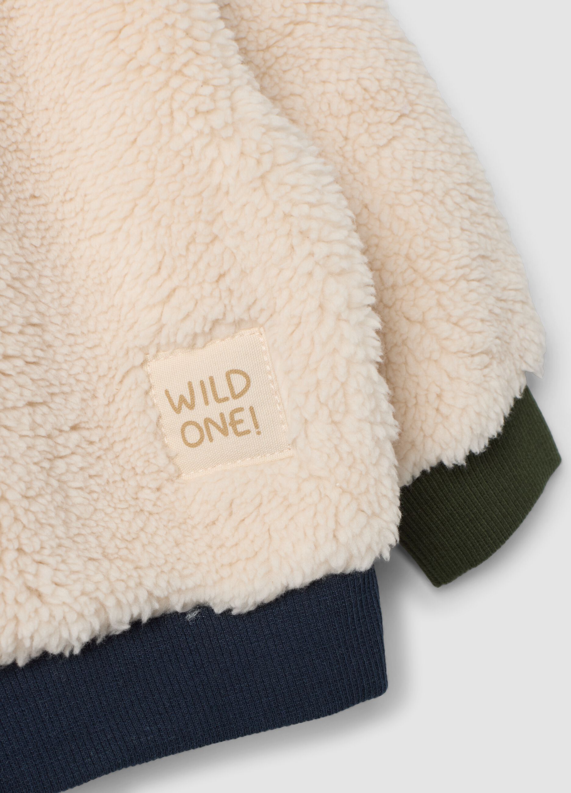 Beige organic cotton crew-neck sweatshirt for baby